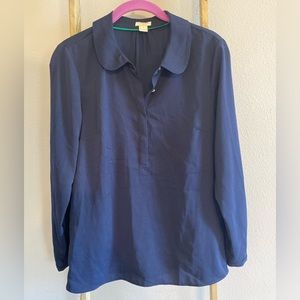 Ladies’ J. Crew Navy Blue Peter Pan Collar Blouse Size 2